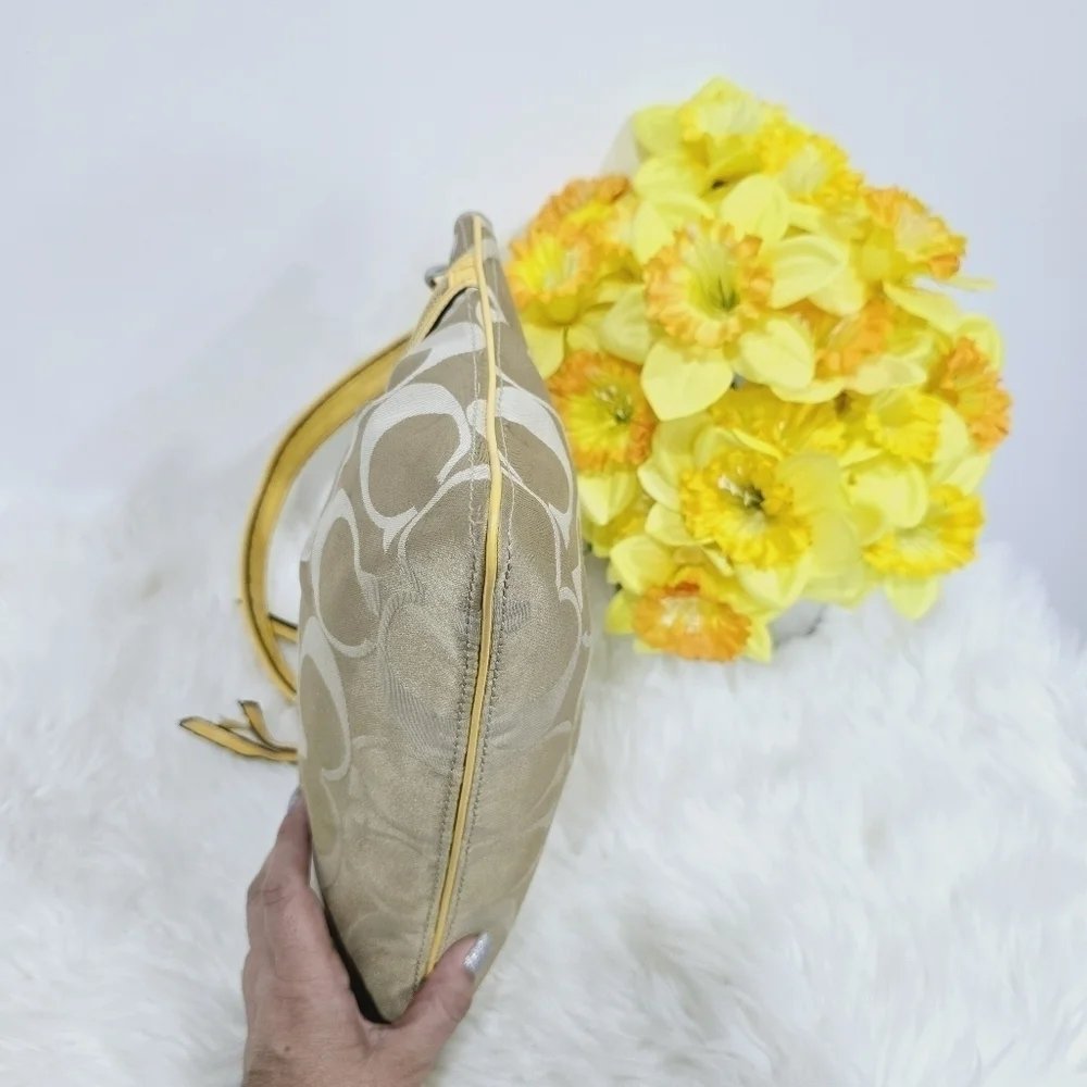 Coach yellow and tan satchel bag